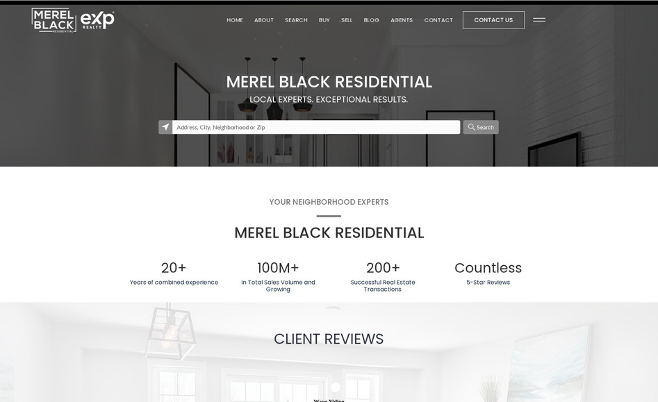 Merel Black Residential | eXp Realty: Did website for real estate agents with SEO optimization