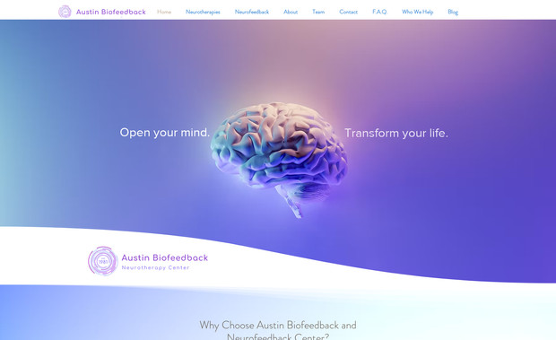 Austin Biofeedback: Web design, SEO, information architecture, all copy, brand strategy, brand identity