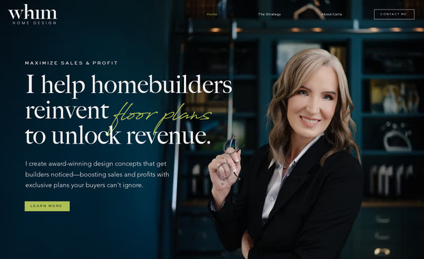 Whim Home Design: A beautiful one-page website featuring custom animations.