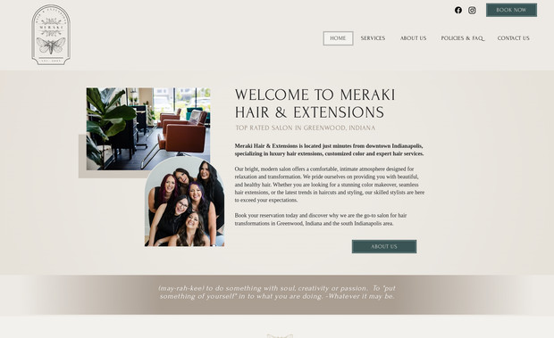 Meraki Hair and Extensions: Website redesign
