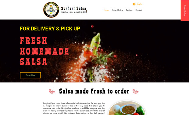 Surfari Salas: A unique Salsa business with the need for online ordering with delivery and pick-up for specific times.