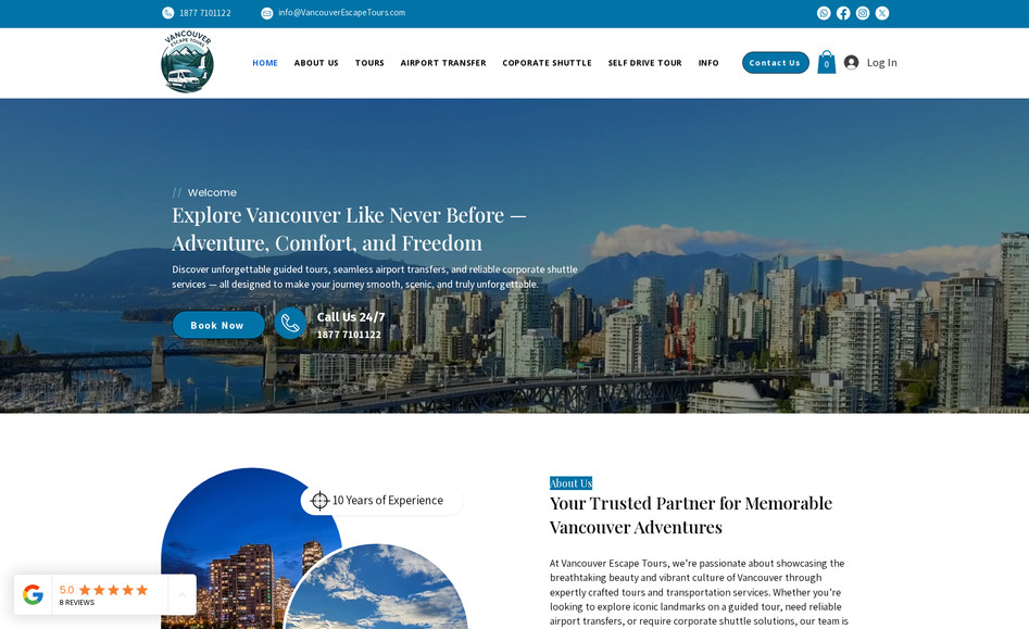 Vancouver Escape Tou: Complete website creation from scratch
