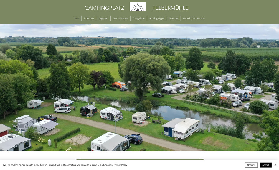 Camping Felbermühle: Design Konzeption und Umsetzung der Webseite, Produktion der Fotos