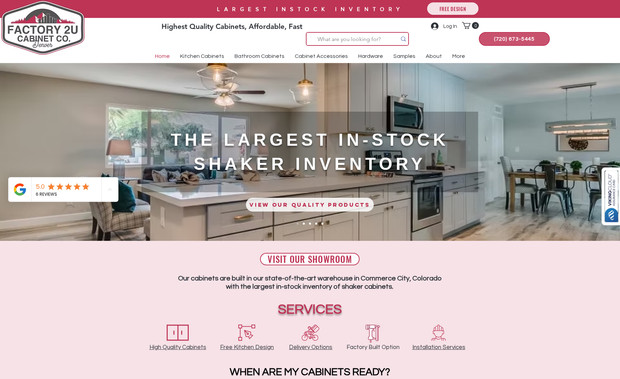 Factory2U Cabinet: Factory 2U Cabinet Company is a factory-direct retailer of kitchen cabinets, bathroom vanities, and closet fixtures to the general public.  Cyberfrog Technologies, LLC created the robust e-commerce website, conducts SEO and digital marketing for the company, designs brochures, business cards, and much more.