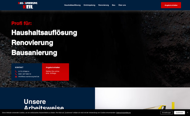Bau-Sanierung Keil: - modernes Webdesign 
- lokale Suchmaschinenoptimierung (SEO)
- Conversion-Optimierung