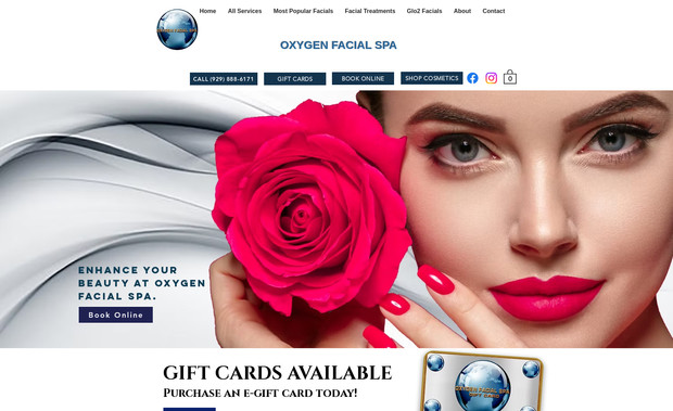 Oxygen Facial Spa: Website created for luxury spa in Staten Island. Scope of work included website design, SEO, mobile optimization, installing booking apps, and e-commerce. 