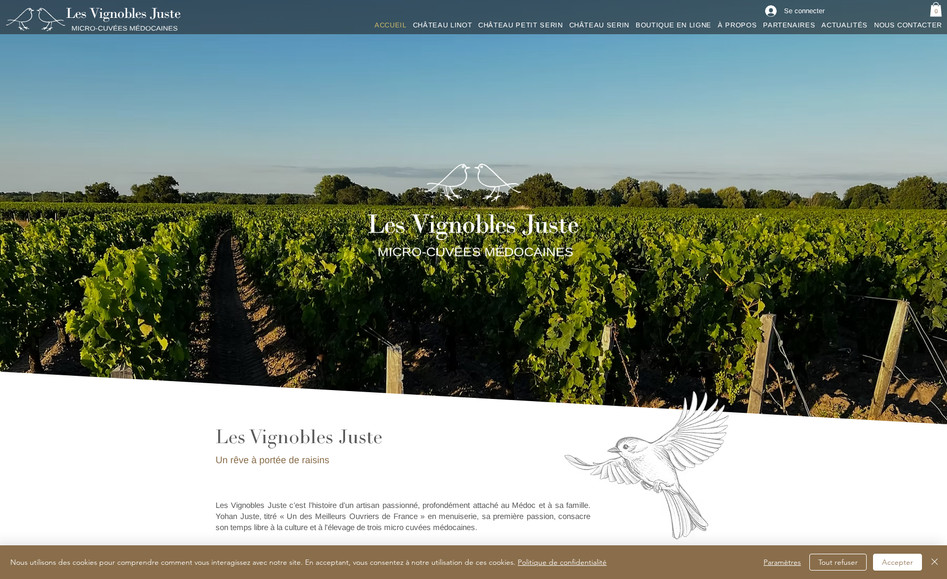 Les Vignobles Juste: Site vitrine afin de mettre en avant les micros cuvées du médoc + eCommerce
