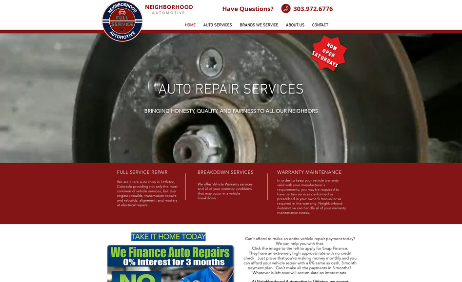 Neighborhood Automotive: This new auto shop that opened up during Covid not only needed a new website (was using just a Google Business Site), but they needed to drive traffic to their business.  With strong site content and SEO, they now receive roughly 50 hits a day in just a short amount of time.  Since their opening less than a year ago, the owner has had to hire two employees, because of the amount of business they receive.