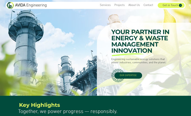 Avida Engineering : Advanced website for an innovative energy company Avida Engineering. Development of a visually striking, eco-inspired design that reflects Avida Engineering's commitment to sustainable energy solutions. Custom web design and custom code were implemented to optimise site speed and enhance user experience. A distinctive logo was created to reinforce brand identity. SEO setup, Google Search Console, domain connection. Located in the Netherlands.