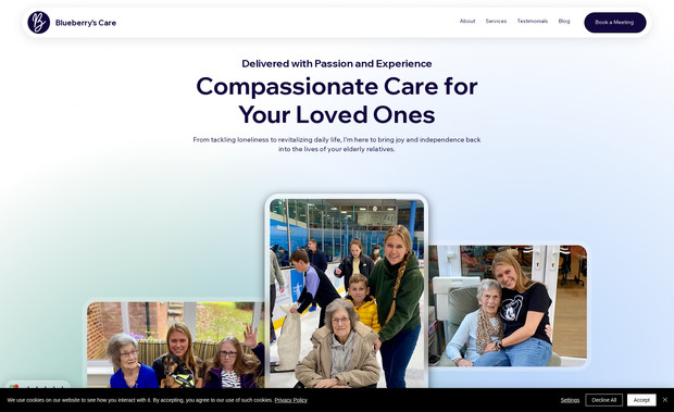 Blueberry’s Care – Private Elderly Care Website: For this project, we designed and developed a compassionate, trust-focused website for Blueberry’s Care, a private elderly care service dedicated to supporting older people with companionship, daily assistance, and personalised care at home.

The goal was to create a website that communicates trust, warmth, and professionalism, helping families feel confident when searching for care for their loved ones.

What we delivered

Clear service structure explaining companionship, daily assistance, respite care, and wellbeing support

Trust-building layout highlighting testimonials, personal story, and the values behind the service

Conversion-focused contact flow with simple call-to-action sections encouraging visitors to book a consultation

Mobile-optimised design ensuring accessibility for families searching for care services on any device

SEO-friendly page structure to help the business appear in local searches for private elderly care

Design approach

Care services rely heavily on emotional trust and clarity. The website was designed to feel calm, reassuring, and approachable, while clearly explaining how the service supports elderly people through companionship, social engagement, and help with everyday routines.

Special attention was given to storytelling and human connection, presenting the founder’s experience and values in a way that reassures families they are choosing someone who truly cares.

Result

The final website positions Blueberry’s Care as a compassionate and reliable private care provider, helping families quickly understand the services offered and feel confident reaching out for support.