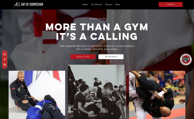 Art Of Submission: I designed a custom one-page website for Art of Submission, a Brazilian Jiu-Jitsu academy based in Scottsdale, AZ. The goal was to capture the gym’s unique blend of faith, discipline, and community while providing clear class details, booking functionality through Zen Planner, and a bold, welcoming visual identity. Working closely with founder Paris Stanford, I crafted a site that tells his personal story, reflects the values of the AOS community, and sets a strong digital foundation for the studio’s growth.