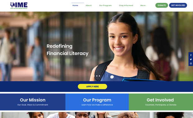 DIME Program: Updated website to improve usability for non-profit school finance program. 