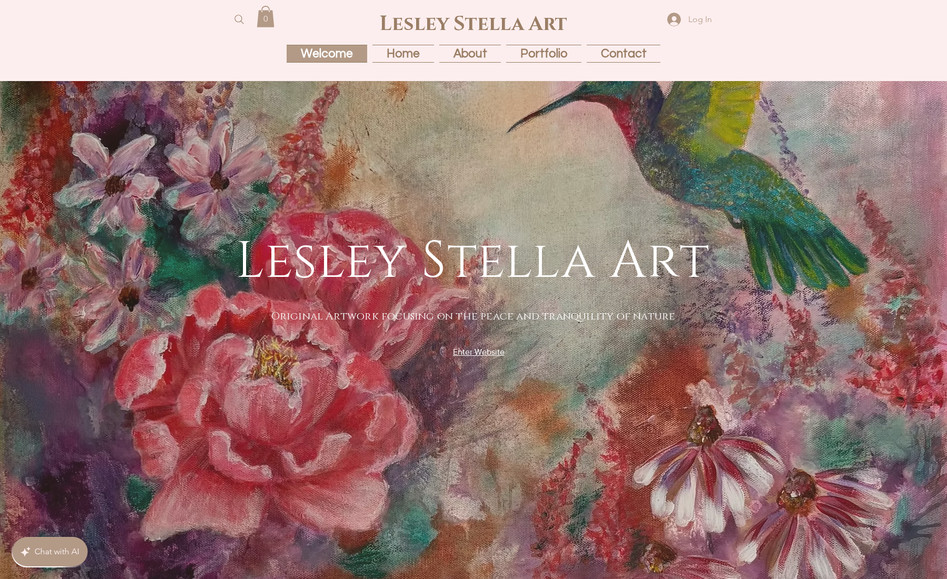 Lesley Stella Art: I was born and raised in Scotland,  I traveled through Europe, and on to Cape Town, South Africa , where I spent most of my life.  I loved the bold and vibrant colors of nature in South Africa, and it had a huge influence on my art. 
 
​I now live in New Jersey, USA and enjoy recreating those beautiful hues in my studio.  I find them to be relaxing and nurturing, they make me feel calm.  My visitors always remark on how eye catching and welcoming my art is.