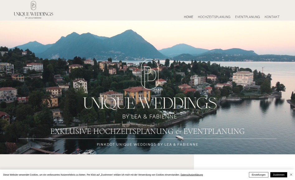 Pinkdot: pinkdot-uniqueweddings.com ist eine stilvolle und benutzerfreundliche Website für ein Hochzeitsplanungsunternehmen aus Mannheim. Sie bietet individuelle, moderne und stilvolle Gesamtkonzepte für Hochzeiten im Rhein-Neckar-Pfalz-Kreis, deutschlandweit und international an. 
Der Webauftritt zeichnet sich durch ein elegantes und zeitgemäßes Design aus, das die Professionalität und Kreativität des Unternehmens widerspiegelt. Die klare Struktur und ansprechende Ästhetik ermöglichen es Besuchern, sich leicht über die angebotenen Dienstleistungen zu informieren und Inspiration für ihre eigene Hochzeit zu finden.
