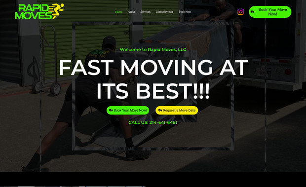 Rapid Moves: For Rapid Moves, a trusted moving services provider, I designed and developed a compelling, user-focused website that clearly communicates their expertise, reliability, and commitment to customer satisfaction. The goal was to present Rapid Moves as a dependable choice for local, in-state, and long-distance relocations while making it easy for visitors to book a move or request a quote.

The website showcases the full range of services—out-of-state moves, in-state moves, local relocations, and haul-off/cleanup services—with clear descriptions and engaging visuals that help clients understand their options at a glance.

Key highlights:

Clean, professional layout tailored to the moving industry

Responsive design for seamless viewing on mobile and desktop

Strong emphasis on customer reviews and trust signals

Easy online booking form to capture leads and schedule moves

Service pages that clearly outline moving options and benefits

Focus on speed, efficiency, and care in handling every move

The finished website positions Rapid Moves as a highly customer-focused moving partner that delivers fast, efficient, and stress-free relocation services with professional care from start to finish.