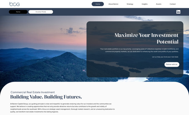 Burton Capital Group: Website design, logo design, and email nurturing funnels set up for an asset management and investment firm based in the Southeast US.