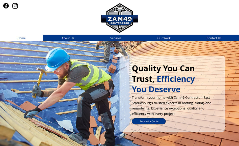 Zam49 Contractor: We collaborated with Zam49 Contractor to build a professional and user-friendly website that effectively showcases their roofing, siding, and remodeling services. We designed a strong and recognizable logo that reflects their expertise and reliability, ensuring a cohesive brand identity. In addition to the website and branding, we also helped create engaging social media content, allowing Zam49 Contractor to connect with potential customers and grow their online presence.