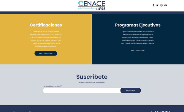 Cenace Upsa: Desarrollo WebFlex avanzanda. Bolivia.
Desarrollo de sitio para gestión de programas ejecutivos y diplomados.