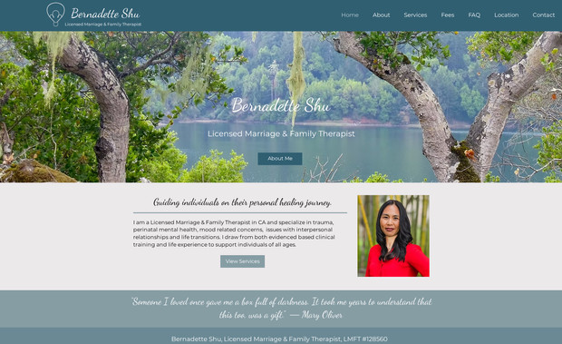 Bernadette Shu: New website for a therapist to match her brand materials