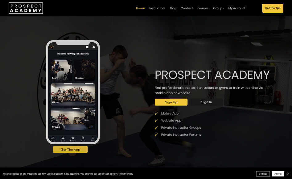 Prospect Academy: Fully developed and designed the website as well as a mobile app for Prospect Academy. This website involves custom design, cms and code. It allows people to sign up to different peoples fitness videos and join their communities.