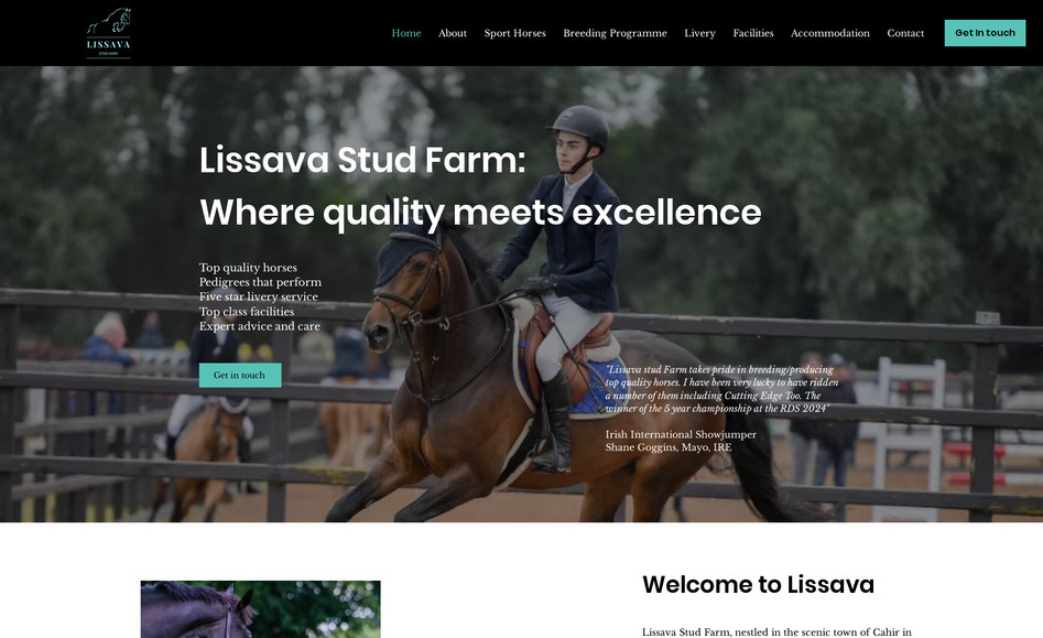 Lissava Stud Farm: Website design
