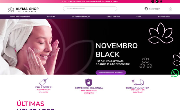 Alymashop: Mais um projeto finalizado com sucesso!
Loja virtual com identidade visual de impacto, otimização para ser encontrada no Google e muito mais!