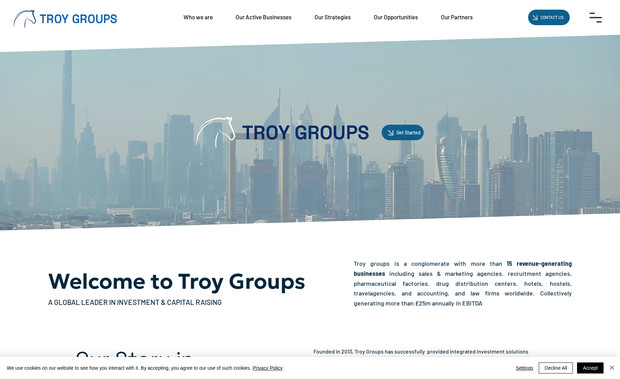 Troy Groups : Fully developed and designed the new website of Troy Groups. Custom UX/UI, we helped them optimize their brand identity and setup dynamic content. 