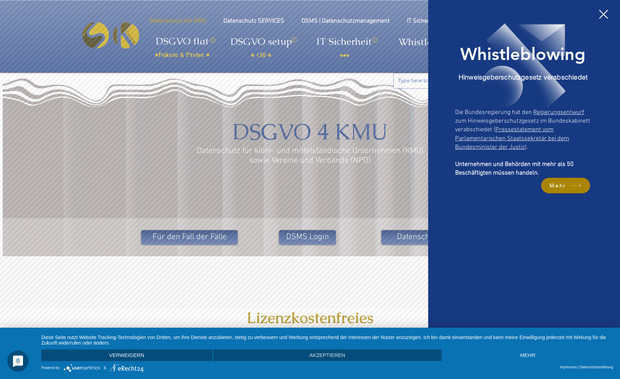 DSGVO app & flat: "Datenschutz ist unsere Stärke", so das Credo von dsgvo4kmu.de. Mit einem lizenzkostenlosen Datenschutzmanagementsystem (DSMS) ermöglichen wir Unternehmen und Vereinen den Einstieg in professionelles Datenschutzmanagement, verbunden mit Hinweisgeberschutz gemäß HinschG und Online-Schulungen.