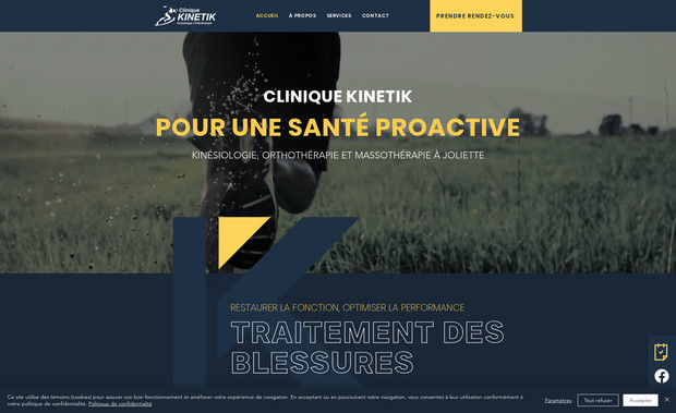 Clinique Kinetik: Conception + Référencement + Création de contenu