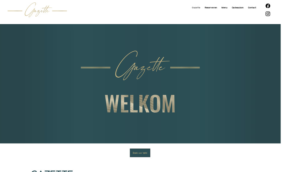 Gazette Antwerp • Bistro: Website met gebruik van WIX "menukaart voor restaurants"