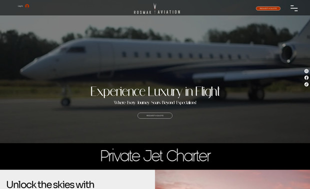 Rosmak Aviation: A Rental Private Aircraft Website With Video Editor to the Home Page