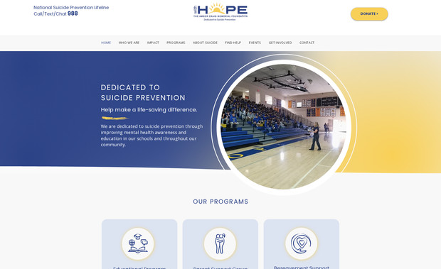 With Hope Foundation: Built an information-rich site in the Wix Standard Editor with multiple resource pages and full SEO implementation.