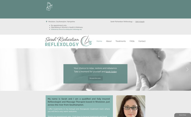 Reflexology: Sarah Richardson came to me requesting a website to display her reflexology services, reaching more people around the country.