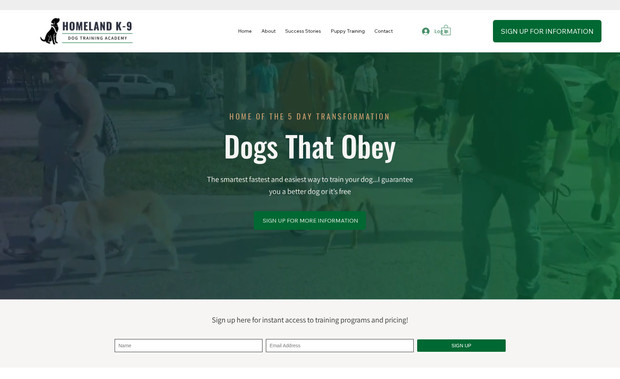 Homeland K-9: Brand Strategy · Custom Website Design · Website Copywriting · Visual Branding

For Homeland-K9, I created a bold and trustworthy online presence to reflect the strength, structure, and professionalism of their dog training programs. We started with brand strategy to define a strong, mission-driven identity that appeals to both pet owners and working dog handlers. I designed and built a custom website with clear, confident messaging, easy-to-navigate layouts, and striking visuals. The site positions Homeland-K9 as an authority in obedience and protection training while creating a smooth path for prospective clients to get started.