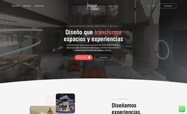 Design Geist: El proyecto web para Design Geist fue diseñado para reflejar su experiencia en diseño retail, satands, interior e industrial, destacando sus proyectos y servicios de manera profesional e intuitiva. Se creó una estructura visual atractiva y funcional que permite a los usuarios explorar su trabajo y conocer en detalle las soluciones que ofrecen en cada área de especialización.