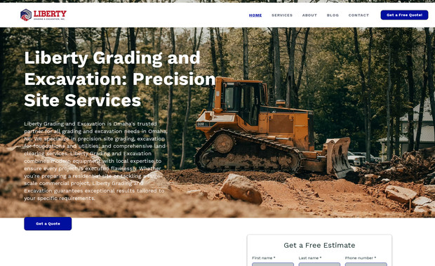 Liberty Grading: We love the movement and clean look on this Grading and Excavation company's website! 