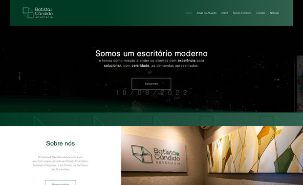 Batista & Cândido: Desenvolvemos esse site completo. Realizamos o design do layout, alinhado à identidade visual da marca, criamos os textos (copywriting) de forma estratégica e implementamos técnicas de SEO para melhorar o desempenho nos motores de busca. Além disso, asseguramos a responsividade e uma navegação intuitiva. Fizemos também a conexão e compra do domínio bem como a escolha do melhor plano WIX.
