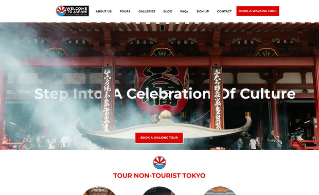 Welcome to Japan: Beautifully designed website for a Tour operator in Japan. Site includes tour booking system, guest list management and email automations,