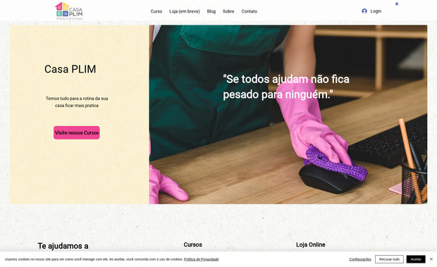 Casa PLIM: Site de cursos online gravado, para assistir as aulas no tempo do aluno, para a empresa Casa PLIM.