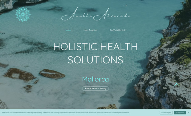 Anette Alvaredo: Anette Alvaredo, a holistic health coach based in Mallorca, Spain, embarked on a full online rebranding journey with us. 

We set the course with thorough market research and a collaborative brand identity design, capturing the essence of her 30 years of experience.