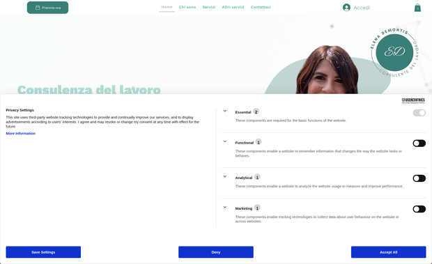 Elena Demontis nuovo: Abbiamo creato inizialmente la sua pagina web per la gestione degli appuntamenti e successivamente è diventato un vero e proprio e-commerce utilizzando tutte le risorse offrite da wix come automazioni, email marketing, calendario digitale, checkout personalizzato, pagamenti a rate, ecc.