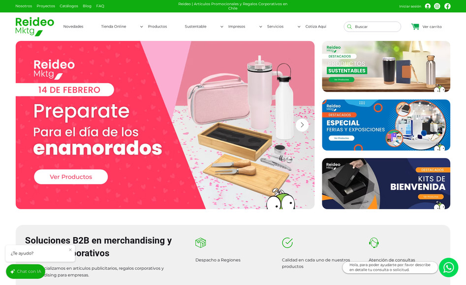 Reideo MKTG: Desarrollo B2B con Venta de Productos programadas en Velo + SEO