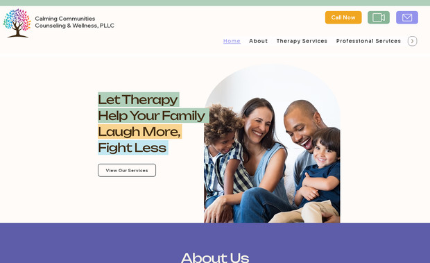 Calming Communities Counseling : Surfside Web Designs partnered with Calming Communities Counseling to build and launch a clean, professional counseling website that clearly presents their services, improves the client experience, and makes it easy for visitors to learn more and get in touch.