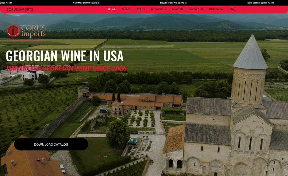 Corus US: Corus Imports – Elevating a Premium Wine Importer with a Modern Wix Studio Website
JKI Marketing has proudly supported Corus Imports for nearly a decade, helping them build a strong digital presence as a trusted Georgian wine importer in the U.S. This marks the third website we've developed for Corus, and with this latest launch on Wix Studio, we brought their brand to a whole new level.

Our goal was to create a sleek, high-performing website that reflects the premium nature of their product while streamlining navigation for wholesale partners, restaurant buyers, and wine distributors. The site features robust SEO foundations, clean design, storytelling elements that highlight Georgian wine heritage, and an intuitive structure that drives engagement.

With a focus on both visual appeal and functionality, this project is a testament to our long-term partnership and our commitment to delivering digital solutions that grow with our clients.