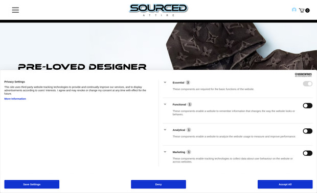 Sourced Attire: This client wanted an e-commerce website for his business. We kept it clean and bold, with a futuristic feel. We matched the website colour scheme to his branding, to keep it cohesive.
