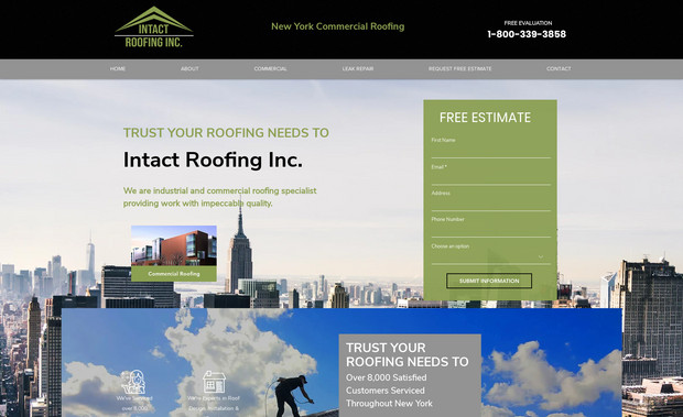 Intact Roofing Inc.: Fully Designed by Santos Torres Inc. We also completed all SEO writing and designed the logo.