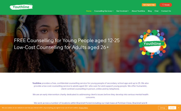 Youthline: A new website replacing an outdated WordPress site for charity Youthline UK based in Bracknell. Integration of both internal and 3rd-party forms to collect counselling information and run courses and classes.