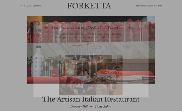 FORKETTA: Designed a restaurant website for two restaurant chains, integrating online ordering and table reservation features.
