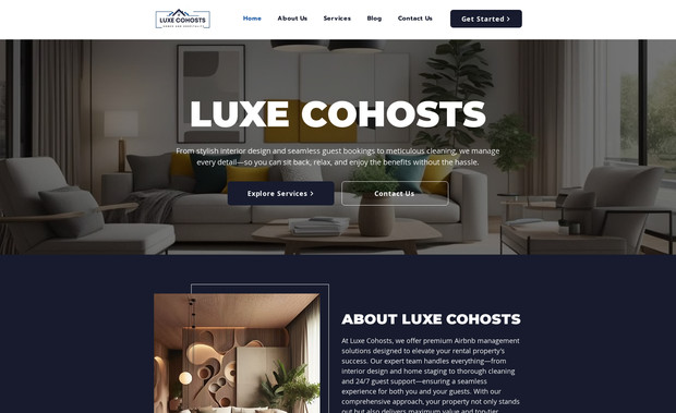 Luxe Cohosts: I built a stylish and user-friendly website for Luxe Cohosts, a company that offers Airbnb cohosting and property management services. The site highlights their services, showcases properties, and includes a contact form for property owners. It’s fully responsive, fast, and optimized for SEO to help grow their online presence.