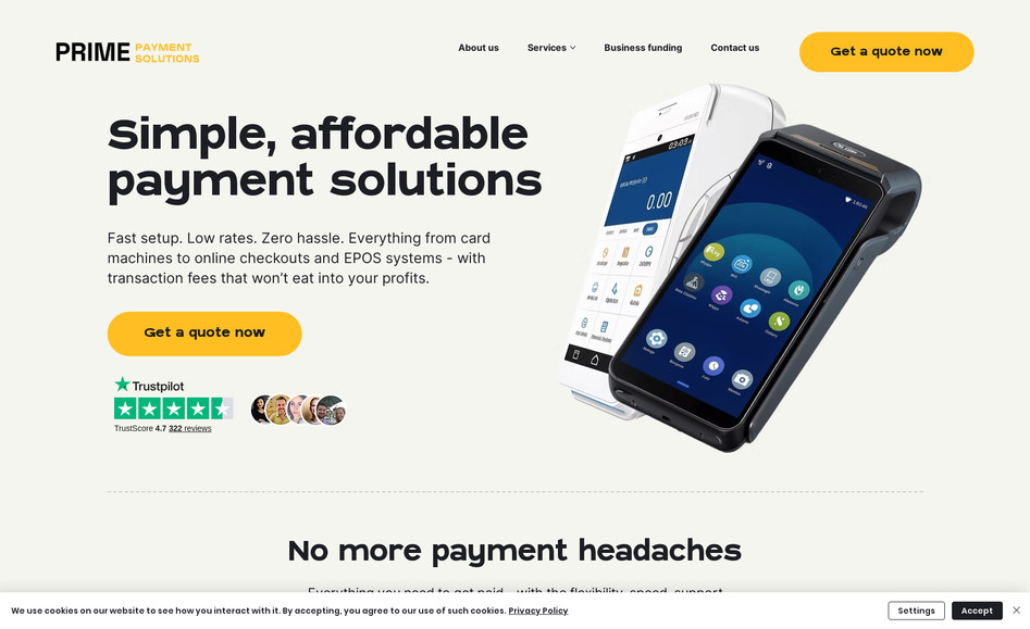 Prime Payment Solutions: I designed and developed the entire website.